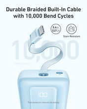 Load image into Gallery viewer, Anker Zolo Power Bank (10K, 30W) with a 5.4-inch (13.7 cm) built-in USB-C cable.