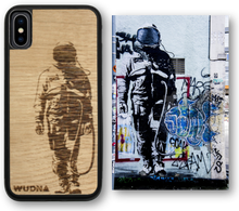 Load image into Gallery viewer, Slim Wooden Phone Case | Banksy Astronaut