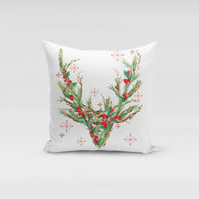 Load image into Gallery viewer, Reindeer Wreath Pillow Cover