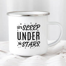 Load image into Gallery viewer, Camping Mug Enamel Mug Campfire Mug Let's Sleep