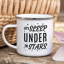 Load image into Gallery viewer, Camping Mug Enamel Mug Campfire Mug Let's Sleep