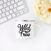 Load image into Gallery viewer, Camping Mug Enamel Mug Campfire Mug Wild and Free