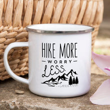 Load image into Gallery viewer, Hiking Gift for Hiker Enamel Mug Wanderlust