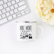 Load image into Gallery viewer, Hiking Gift for Hiker Enamel Mug Wanderlust