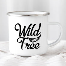 Load image into Gallery viewer, Camping Mug Enamel Mug Campfire Mug Wild and Free