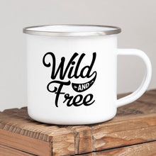 Load image into Gallery viewer, Camping Mug Enamel Mug Campfire Mug Wild and Free