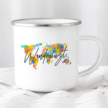 Load image into Gallery viewer, Wanderlust Enamel Mug Camping Mug Happy Hiker