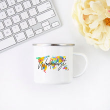 Load image into Gallery viewer, Wanderlust Enamel Mug Camping Mug Happy Hiker