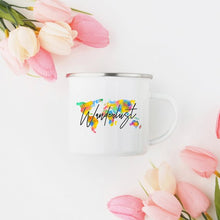 Load image into Gallery viewer, Wanderlust Enamel Mug Camping Mug Happy Hiker