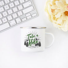 Load image into Gallery viewer, Hiking Gift for Hiker Enamel Mug Wanderlust