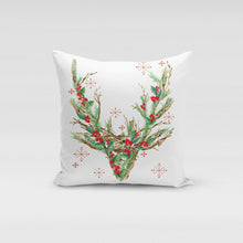 Load image into Gallery viewer, Reindeer Wreath Pillow Cover