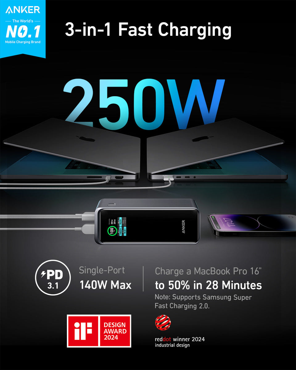 Anker Prime Power Bank (27K, 250W) – Fast Focus