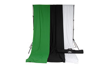 Load image into Gallery viewer, Savage Green, Black &amp; White Solid Colored Muslin Backdrop Kit
