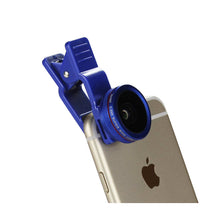 Load image into Gallery viewer, PROFESSIONAL HD CAMERA LENSKIT BUILT IN 15X MACRO LENS NAVY FOR IPHONES AND SMARTPHONES
