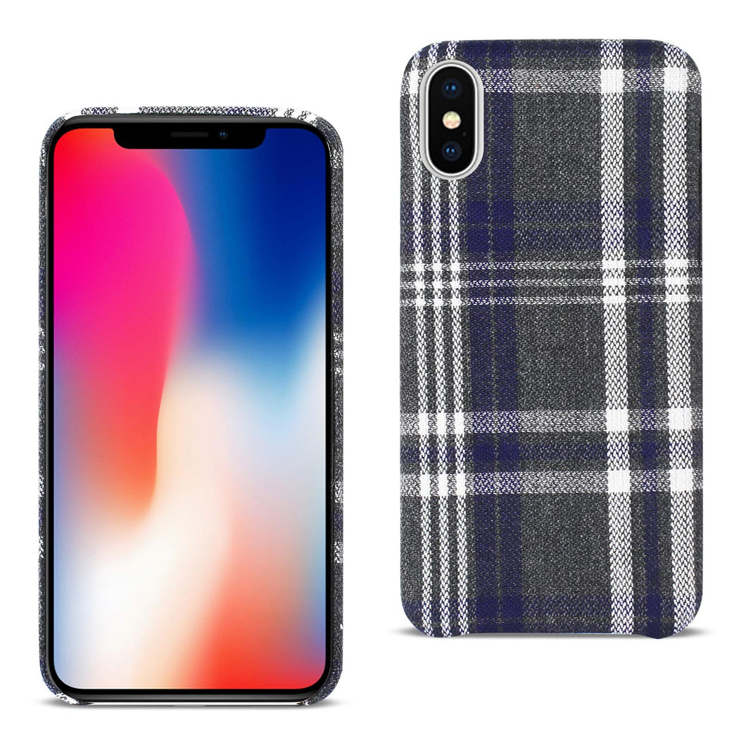 Reiko iPhone X Checked Fabric In Black Reiko iPhone X Checked Fabric In Black