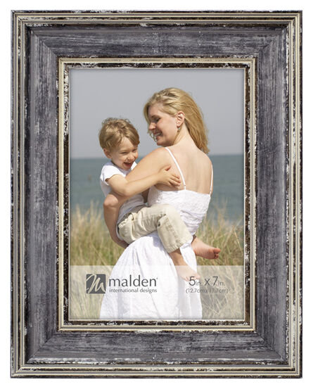 Malden Gray Watercolor Rustic Wood Frame