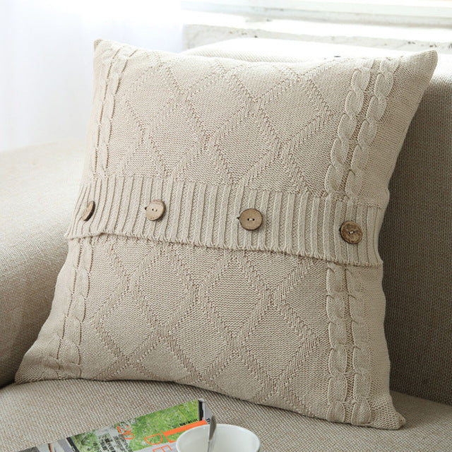 Knitting Button Fashion Throw Pillow Cases Cafe