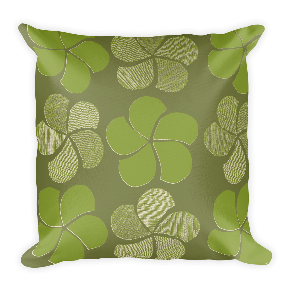 Green on Green Floral Throw Pillow