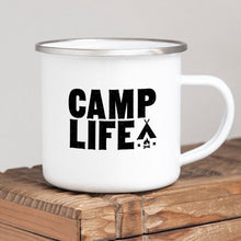 Load image into Gallery viewer, Camping Mug Enamel Mug Campfire Mug Camp Life Tin
