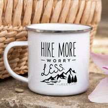 Load image into Gallery viewer, Hiking Gift for Hiker Enamel Mug Wanderlust
