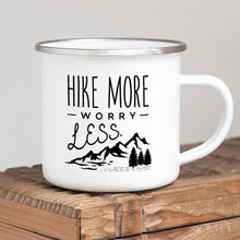 Load image into Gallery viewer, Hiking Gift for Hiker Enamel Mug Wanderlust
