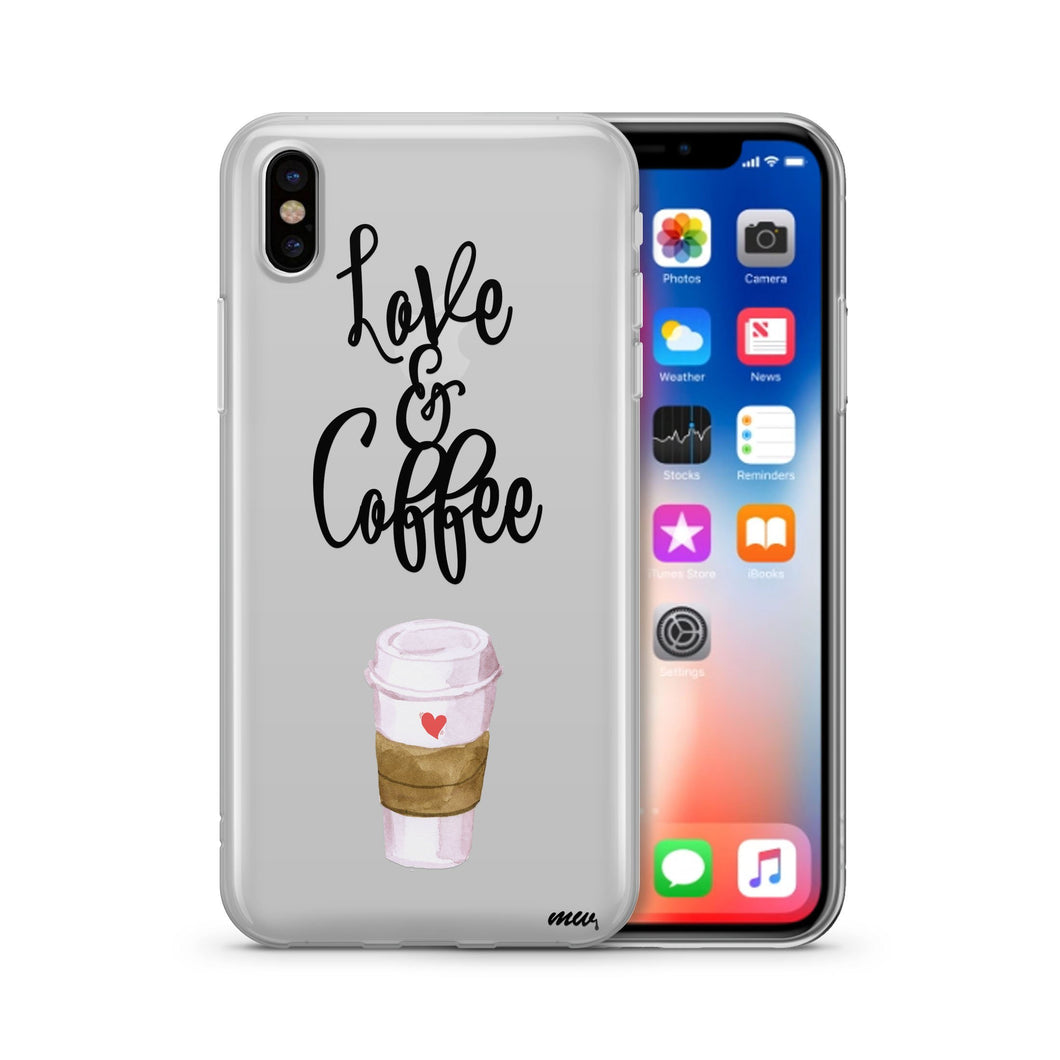 Love and Coffee - Clear TPU iPhone Case / Samsung Case Phone Cover