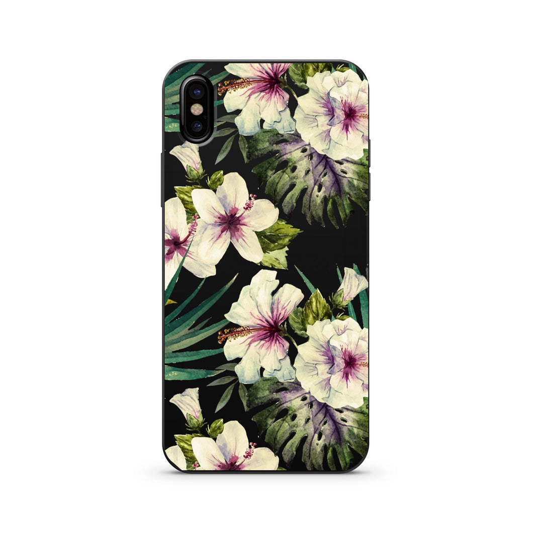 Black Wood Printed iPhone Case / Samsung Case Phone Cover - Watercolor Hibiscus