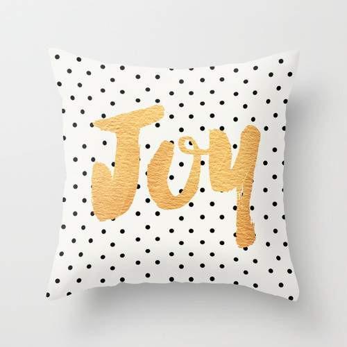 Joy - Polka dots and gold Pillow